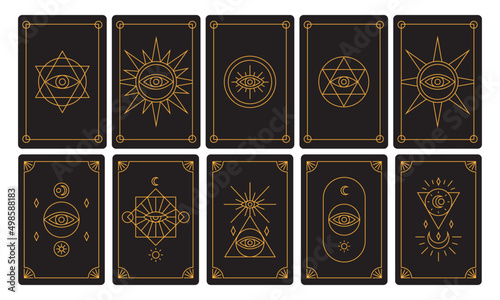 set of tarot card illustration design. symbol of dark magic game