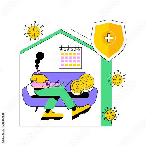 Paid leave for quarantined workers abstract concept vector illustration. Paid time off for illness, sick leave, governmental protection, social distance, financial support abstract metaphor.