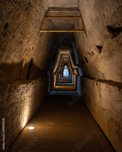 Mysterious Sibyl's cave or Antro della Sibilla at Cumae archaeological park, Pozzuoli, Italy
