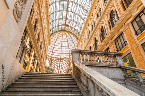 Inside of Galleria Umberto I, a public shopping gallery in Naples, Italy