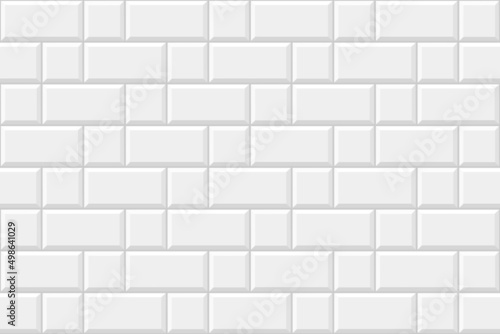 White squares and rectangles tile seamless pattern. Ceramic or stone brick background. Kitchen backsplash or bathroom wall or floor decoration texture. Vector flat illustration