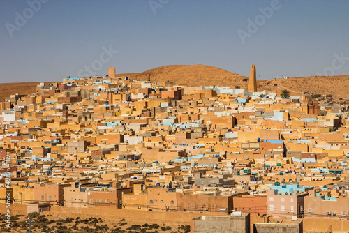 Beni Isguen ancient town, aerial view, Ghardaia Province, M'Zab Valley, Algeria