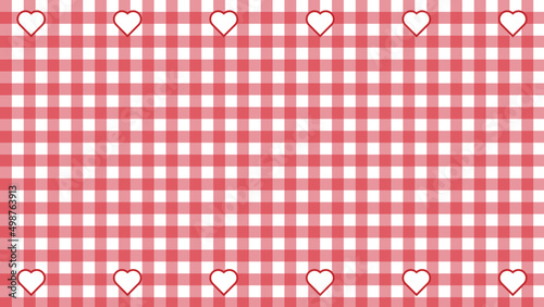cute small red gingham with heart shape, plaid, checkered, tartan pattern background