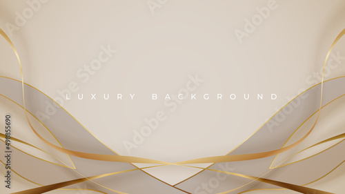 abstract luxury golden lines background with wave elements. Realistic premium 3d modern concept. vector illustration 