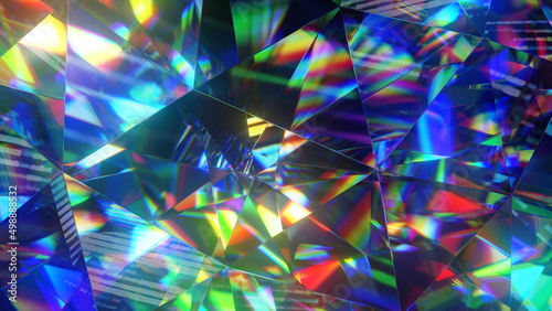 Diamond facets abstract diffraction background 3D render