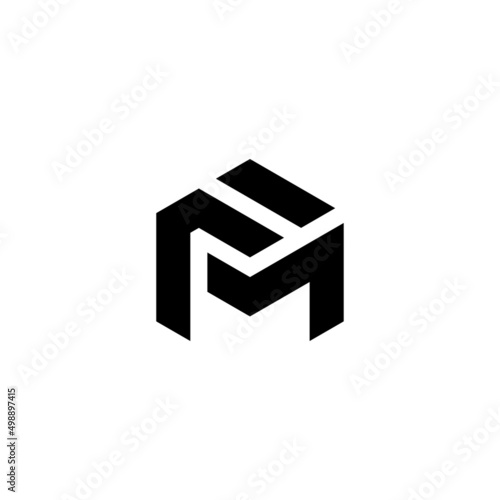 f m fm initial logo design vector template