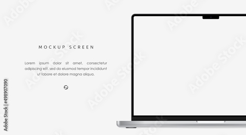 Realistic laptop screen mockup. Ready layout for your design. Vector illustration with high detail. 