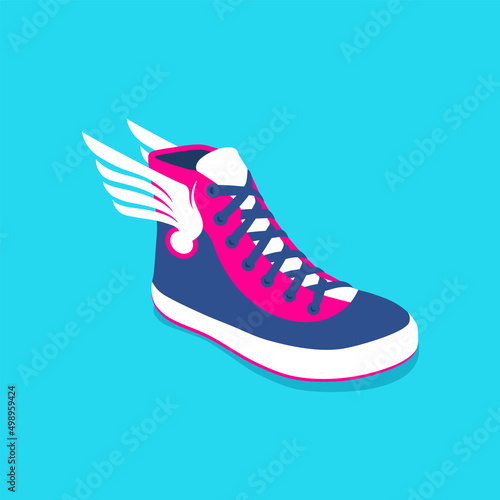 Illustration of a sneaker with wings.