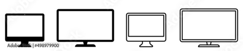 Device icons set. Devices collection TV, monitor and desktop computer. Flat style.