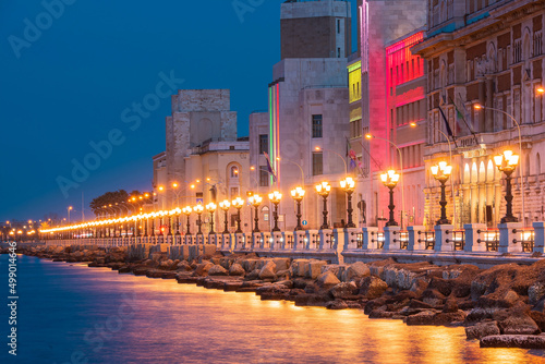Panoramic view of Bari, Southern Italy, the region of Puglia(Apulia) seafront at dusk.