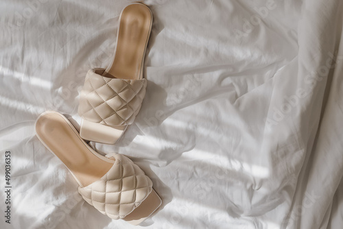 Modern feminine beige color summer sandals