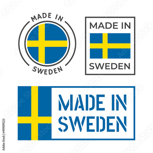 made in Sweden icon set, made in Kingdom of Sweden product labels