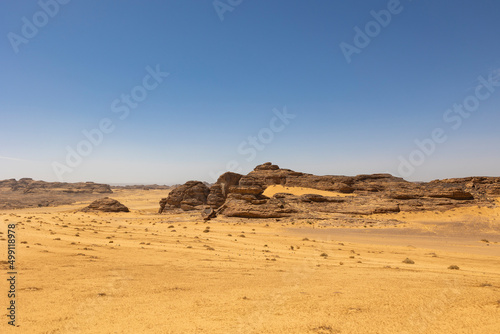 Natural outcrop rock formations in the Sharaan Nature Reserve in Al Ula, north west Saudi Arabia