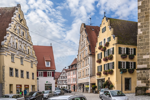 Nördlingen, Germany. Picturesque street of the medieval city