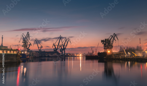 sunset in the port