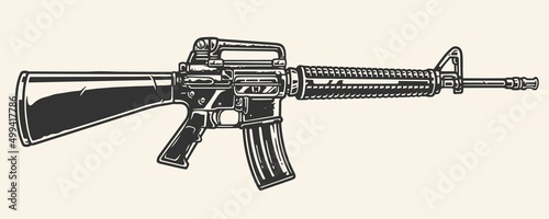 Rifle M-16 element vintage monochrome