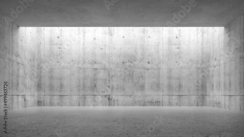Abstract empty concrete interior, blank room with ceiling light