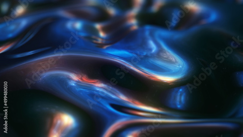 Liquid Space Blue Metal Looped Abstract Animation 3d render