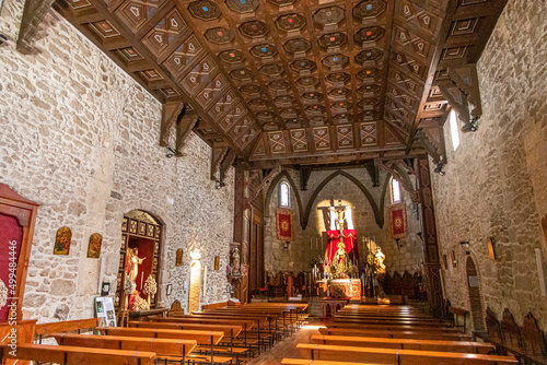 Buitrago del Lozoya, Spain. The coffered ceiling of the Church of Santa Maria del Castillo, in neomudejar style