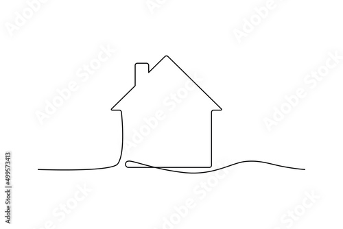 Continuous Thin Line Home Icon