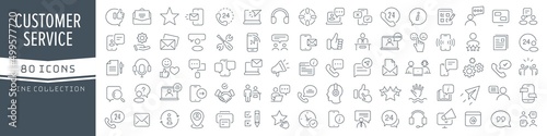 Customer service and support line icons collection. Big UI icon set in a flat design. Thin outline icons pack. Vector illustration EPS10