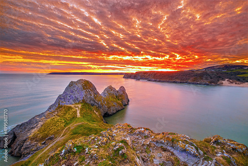 Three Cliffs Bay Sunset in the Gower, Swansea, South Wales