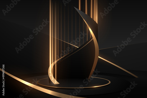 Black and gold scene with light effect
