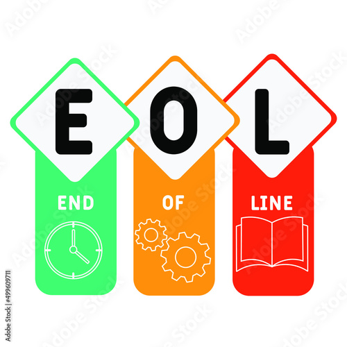 EOL - End of Line acronym. business concept background. vector illustration concept with keywords and icons. lettering illustration with icons for web banner, flyer, landing pag