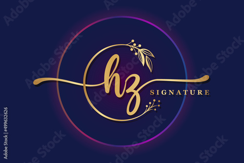 luxury signature logo design initial HZ. Handwriting vector logo design illustration image