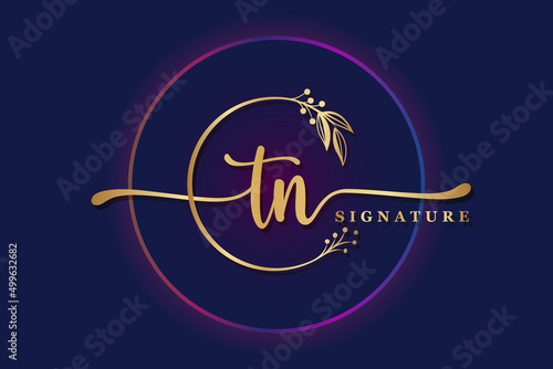 luxury signature logo design initial TN. Handwriting vector logo design illustration image