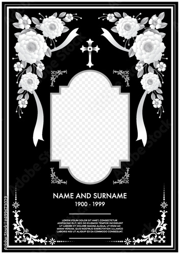 Memorial & Funeral Card Templates with flowers paper cut