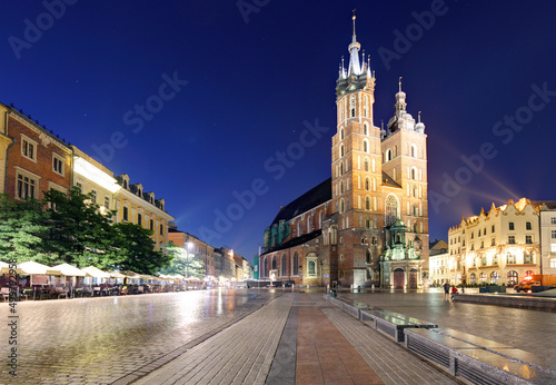 St. Mary's Church in Krakow in a summer day, Poland