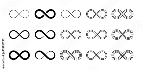 Infinity symbol set editable stroke isolated on white background. Vector