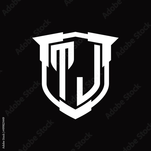 TJ Logo monogram letter with shield shape design