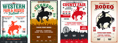 Four (4) different rodeo or county fair event posters.