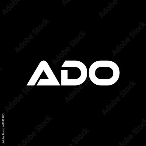 ADO letter logo design with black background in illustrator, vector logo modern alphabet font overlap style. calligraphy designs for logo, Poster, Invitation, etc.