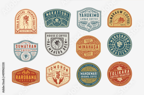set of coffee badge vintage retro logo labels