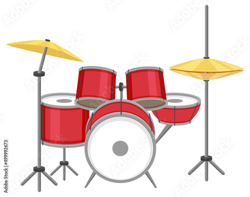 A drum set on white background