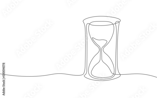Hourglass continuous line time of life concept. Deadline present future past hours gone. Time stream flow value. Creative opportunity ideas schedule vector illustration