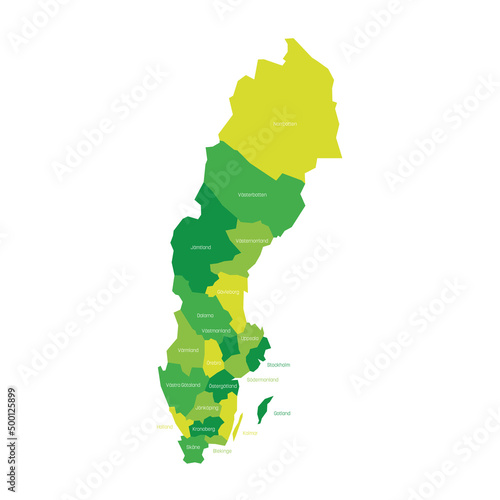 Sweden - administrative map of counties