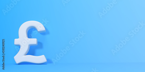 Symbol pound on a blue background. Money sign. Minimal creative concept. 3d rendering 3d illustration