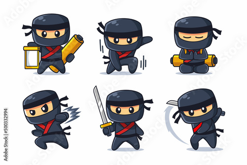 Ninja Cartoon Character in Various Poses