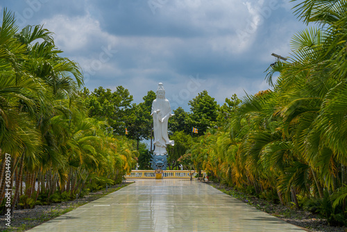 Buddhist Temple in Vietnam - Dai Tong Lam. Beautiful Architecture presbytery temple Dai Tong Lam with so many cloud, which attracts tourists to visit spiritually on weekends in Vung Tau, Vietnam