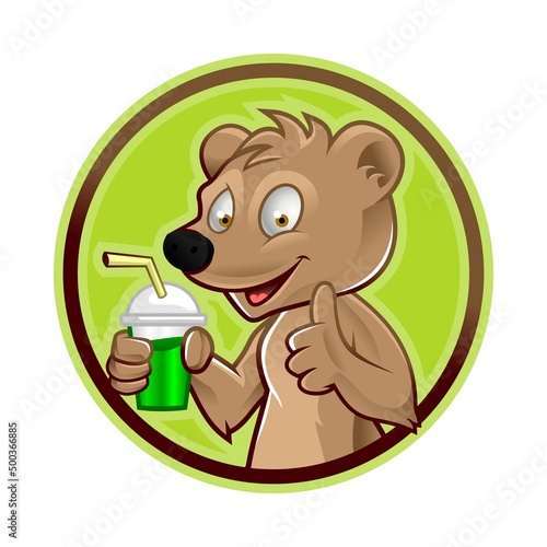mongoose with a glass of juice badge version