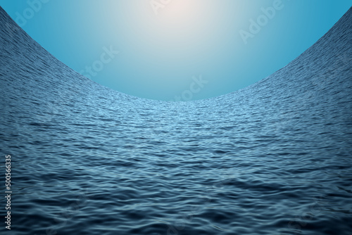 concave ocean surface with horizon