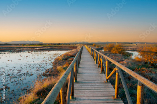 atardecer junto a la laguna de Fuente de Piedra en la provincia de Málaga, Andalucia 