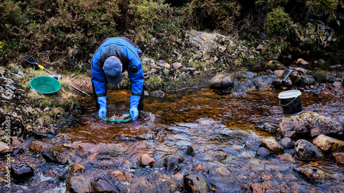 Gold panning at Kildonan in the Scottish Highlands, site of the 1869 Scottish gold rush