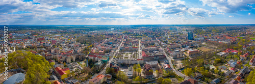 Szeroka panorama z lotu ptaka na północną część miasta Gorzów Wielkopolski