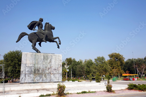 The monument to Alexander the Great in Thessaloniki, Greece. Thessaloniki is the second largest city in Greece.