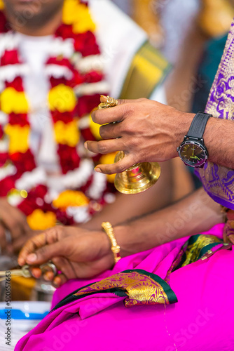 South Indian Tamil Hindu wedding wedding ceremony ritual items close up